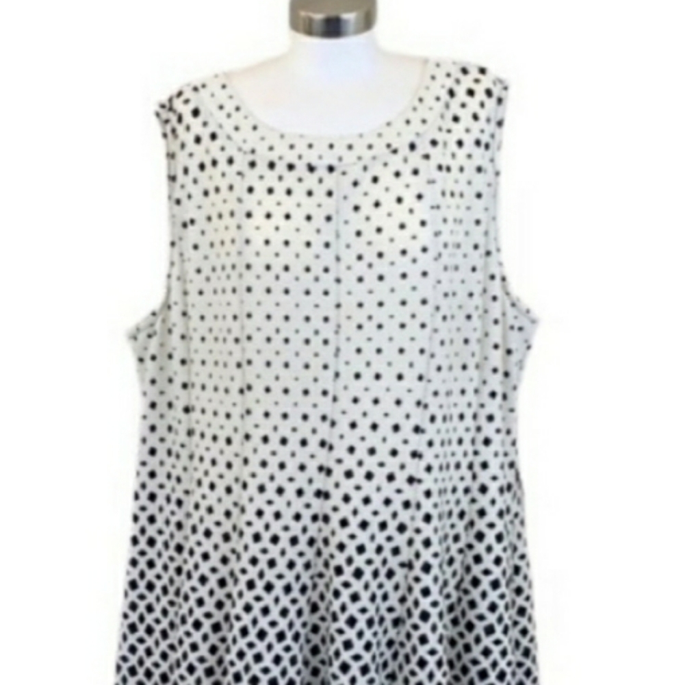 Sleeveless Black and White Polka Dot Dress